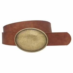 NEW JOIA women's western rope trim vegan leather belt in brown